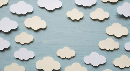 seamless pattern with white clouds and stars