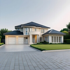 An elegant detached family home with a spacious driveway and attached garage.