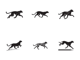 Fototapeta premium Cheetah Sprinting Fast Silhouette Vector Style Clean Concept Black Color Design Solid White Background
