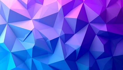 Obraz premium A geometric low-poly background with sharp triangular facets, transitioning in cool blue and purple gradients.
