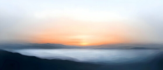 Misty Sunrise Over Mountains