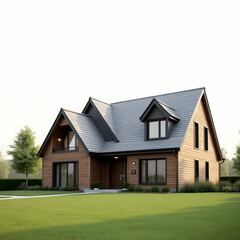 A newly built semi-detached house in a quiet neighborhood.