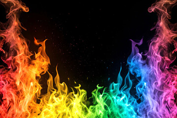 幻想的な虹色の炎 フレーム、エフェクト背景