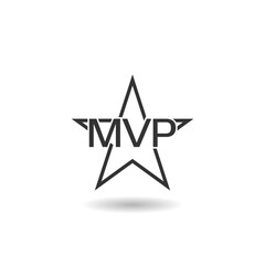 MVP star medal award icon with shadow