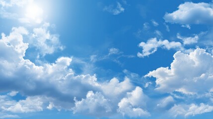 A stunning blue sky filled with fluffy white clouds, perfect for evoking feelings of tranquility and peace.