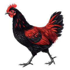 black red chicken poultry isolated