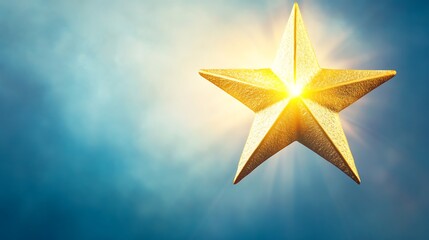 Obraz premium Golden Star Shining Bright Sky.