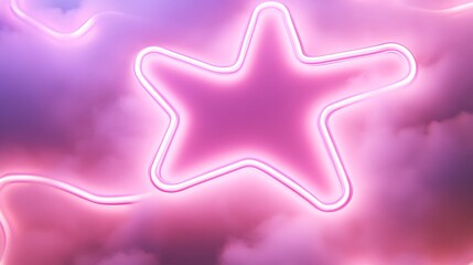 Fototapeta premium Pink Neon Star Cloudscape.