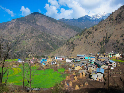 A mountain village in the Kumaun region of the Himalayas (Uttarakhand, India)