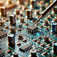 Close Up of a Circuit Soldering Point &ndash; Zooming in