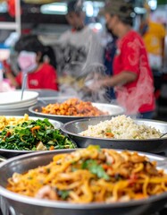Obraz premium Colorful Street Food Market in Southeast Asia