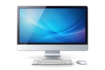 Fototapeta premium Computer monitor with a keyboard and mouse on a white background