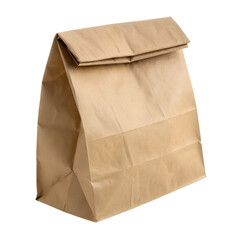Brown Paper Lunch Bag On White Background