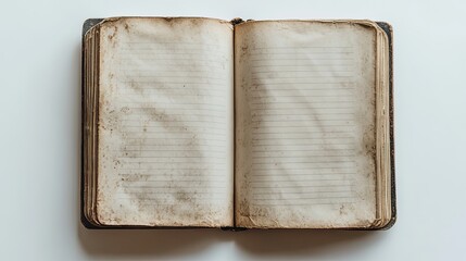 Naklejka premium Open vintage notebook with aged pages