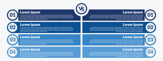 Blue infographic and comparison template design concept for business presentation banner workflow, flow chart, layout, process diagram and how it work	
