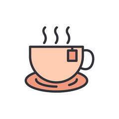 Hot drink colored icons, minimalist vector illustration ,simple transparent graphic element .Isolated on white background