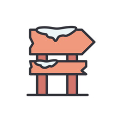 Direction board colored icons, minimalist vector illustration ,simple transparent graphic element .Isolated on white background