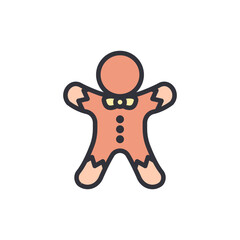 Gingerbread colored icons, minimalist vector illustration ,simple transparent graphic element .Isolated on white background