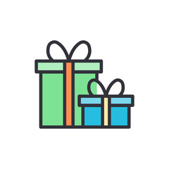 Giftbox colored icons, minimalist vector illustration ,simple transparent graphic element .Isolated on white background