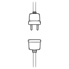 electric plug illustration hand drawn outline vector