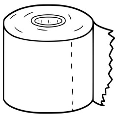 toilet paper illustration hand drawn outline vector