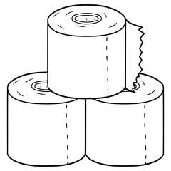 toilet paper stack illustration hand drawn outline vector