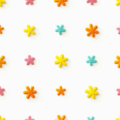 Colorful Sprinkles Flower Seamless Pattern Vector