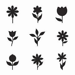 Flower Icon Set - Floral Vector Silhouettes