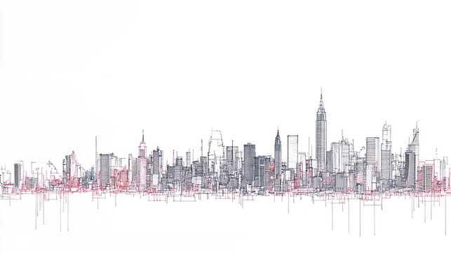 Line Drawing New York City Skyline