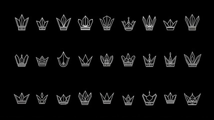 Crown icon set. Royal crown symbol collection. line crown icon. vector illustration