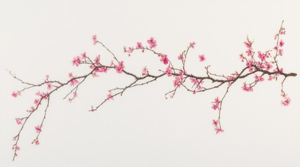 Elegant, delicate cherry blossom branch against a plain backdrop.