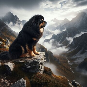 Tibetan Mastiff rugged mountainous terrain