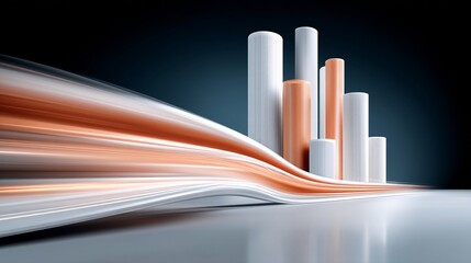 Obraz premium Abstract digital art, dynamic motion captured in vibrant energy, swirling neon lights blending into a futuristic cityscape, long exposure effect, sense of speed and movement, high-resolution,