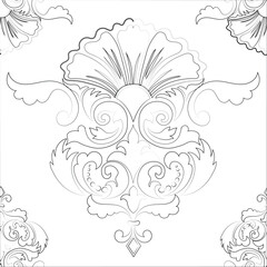 Vector illustration of Abstract Seamless pattern, classic flowers and leaves