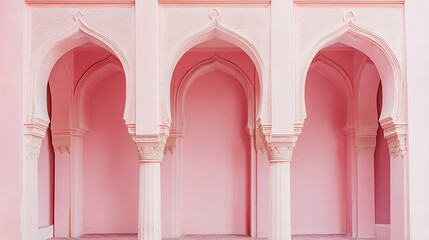 Naklejka premium Pink arches with Islamic architecture.
