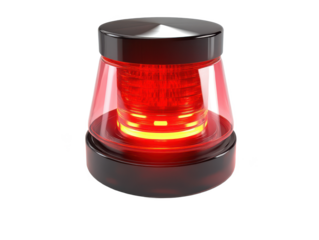 Red warning light  isolated on transparent background
