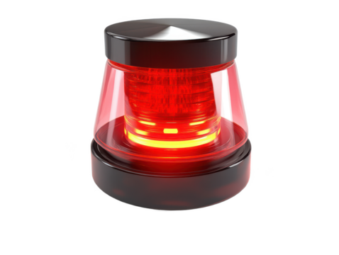 Red warning light  isolated on transparent background