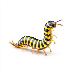 Naklejka premium High quality realistic millipede with black and yellow stripes isolated.