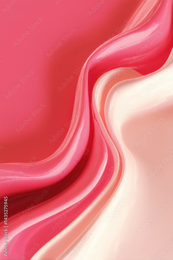 Poster abstract pink and cream wave background with smooth flowing lines and glossy texture creating a mode