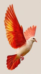 Obraz premium Majestic Red and White Dove in Flight Symbolizing Peace and Harmony for World Interfaith Harmony Week Celebrations