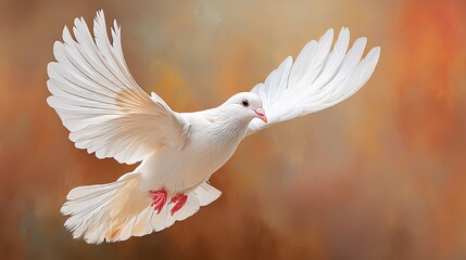 Fototapeta premium White Dove in Flight Symbolizing World Interfaith Harmony Week and Promotion of Peace and Unity