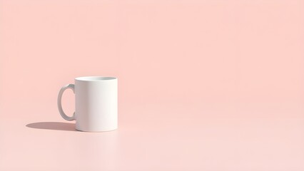 White Mug on Pink Background Simple Mockup for Design