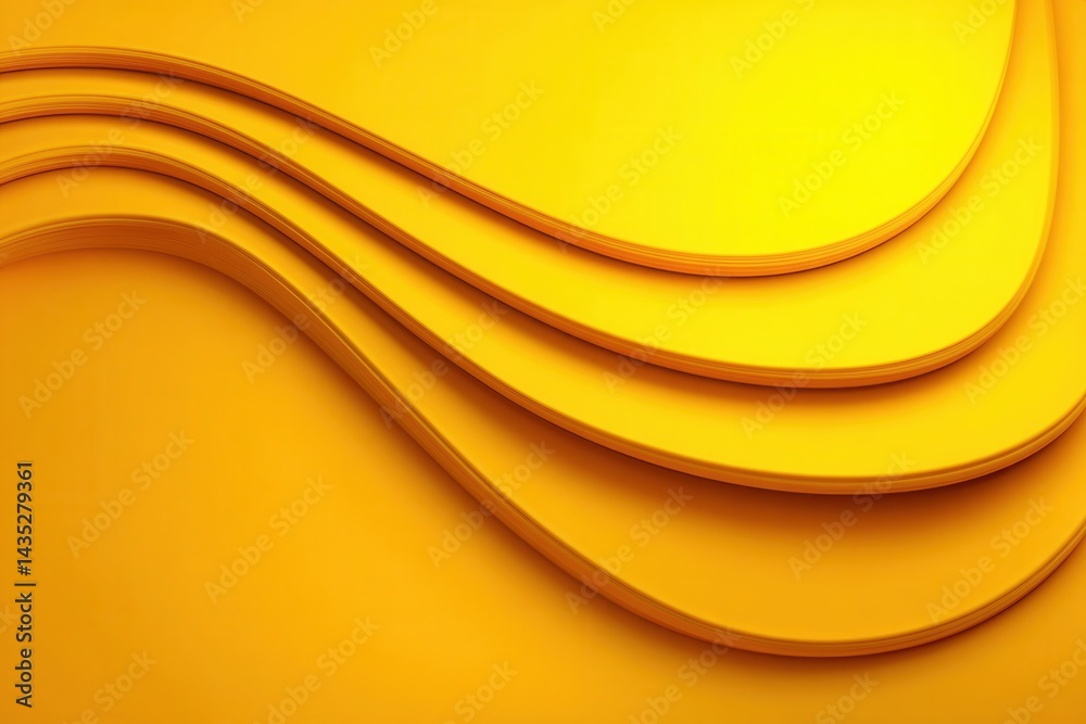 Poster abstract yellow layers flowing in a smooth wave pattern creating a modern and vibrant background wit