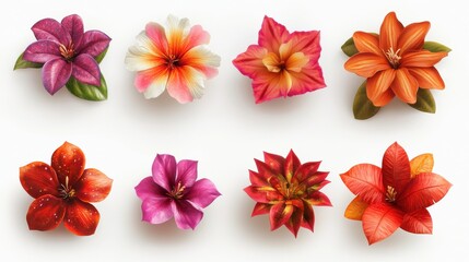 Obraz premium set of differents flowers decoration on white background