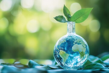 A glass globe with a leaf on top of it