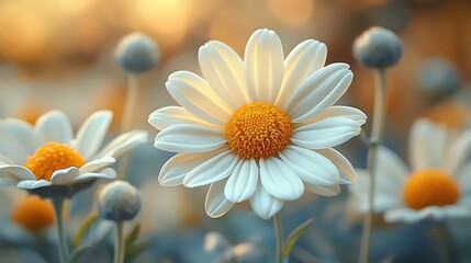 Close-up of vibrant daisies in a sunlit garden, showcasing nature's beauty and tranquility
