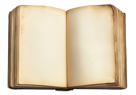 A Beautifully Aged Open Book with Blank Pages Awaiting Your Story