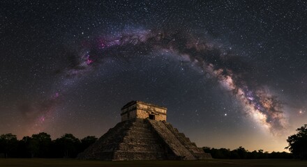 Majestic Milky Way Arching Over Chichen Itza