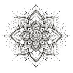Rangoli design concept of line drawing isolated on white background