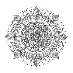 Rangoli design concept of line drawing isolated on white background